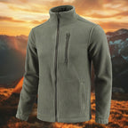 Fleece Jacket Full-Zip Stand-Collar Green Men's – Casual, Outdoor, Holiday, Gift