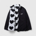 Fleece Jacket Heart Print Women's Zip-Up Stand Collar – Casual, Winter, Office, Gift