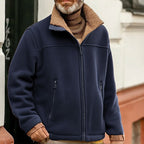 Fleece Jacket Men's Brown Sherpa Collar Full-Zip – Casual, Winter Warm Outerwear, Gift