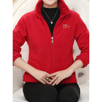 Fleece Jacket Purple Women's Fleece-Lined Full Zip Stand Collar – Casual, Winter, Everyday Warmth