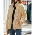 Fleece Jacket Textured Fluffy Zip-Up Stand Collar Women's – Casual, Autumn Winter, Everyday, Gift