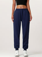 Fleece Joggers Women's Cuffed Drawstring Sweatpants Black Ivory 2-Pack – Home Gym, Lounge, Casual