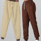 Fleece Joggers Women's Cuffed Drawstring Sweatpants Black Ivory 2-Pack – Home Gym, Lounge, Casual