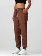 Fleece Joggers Women's Cuffed Drawstring Sweatpants Black Ivory 2-Pack – Home Gym, Lounge, Casual