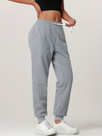 Fleece Joggers Women's Cuffed Drawstring Sweatpants Black Ivory 2-Pack – Home Gym, Lounge, Casual