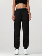 Fleece Joggers Women's Cuffed Drawstring Sweatpants Black Ivory 2-Pack – Home Gym, Lounge, Casual
