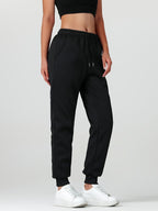 Fleece Joggers Women's Cuffed Drawstring Sweatpants Black Ivory 2-Pack – Home Gym, Lounge, Casual