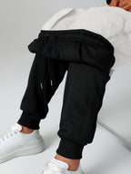 Fleece Joggers Women's Cuffed Drawstring Sweatpants Black Ivory 2-Pack – Home Gym, Lounge, Casual