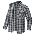 Fleece-Lined Flannel Shirt Jacket Red Plaid Men's Long Sleeve Overshirt – Casual, Winter Layering