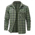 Fleece-Lined Flannel Shirt Jacket Red Plaid Men's Long Sleeve Overshirt – Casual, Winter Layering