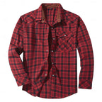Fleece-Lined Flannel Shirt Jacket Red Plaid Men's Long Sleeve Overshirt – Casual, Winter Layering