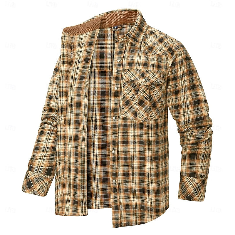 Fleece-Lined Flannel Shirt Jacket Red Plaid Men's Long Sleeve Overshirt – Casual, Winter Layering