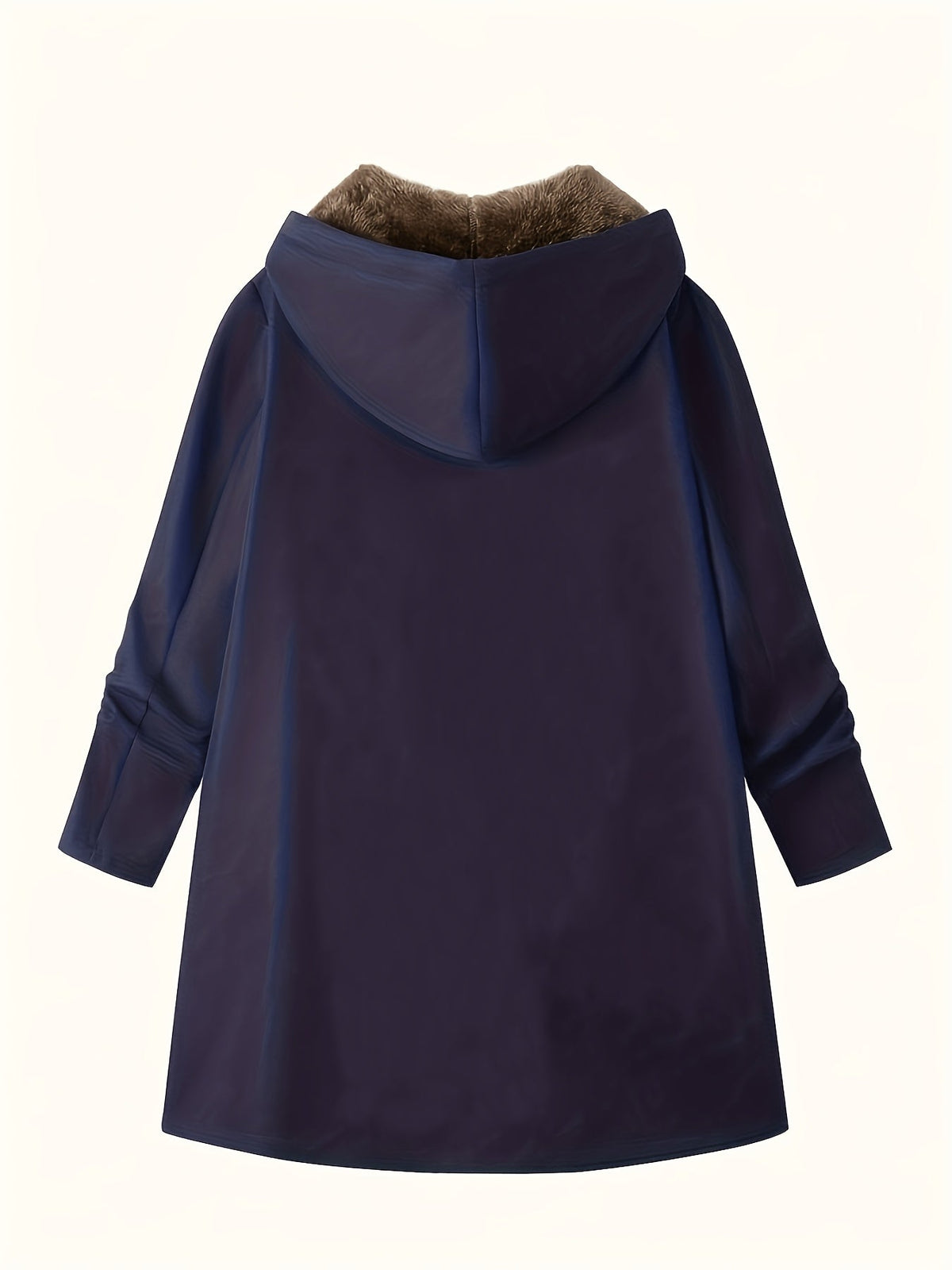 Fleece-Lined Hooded Coat Longline Beige Women's Zip-Up – Casual, Winter Warmth · Werune