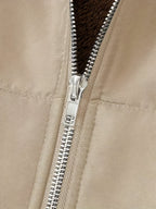 Fleece-Lined Hooded Coat Longline Beige Women's Zip-Up – Casual, Winter Warmth · Werune