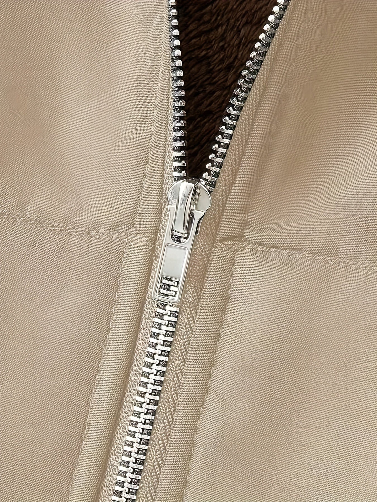 Fleece-Lined Hooded Coat Longline Beige Women's Zip-Up – Casual, Winter Warmth · Werune
