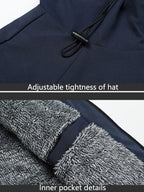 Fleece-Lined Hooded Jacket Black Men's Full-Zip Warm Coat – Casual, Winter Outdoor