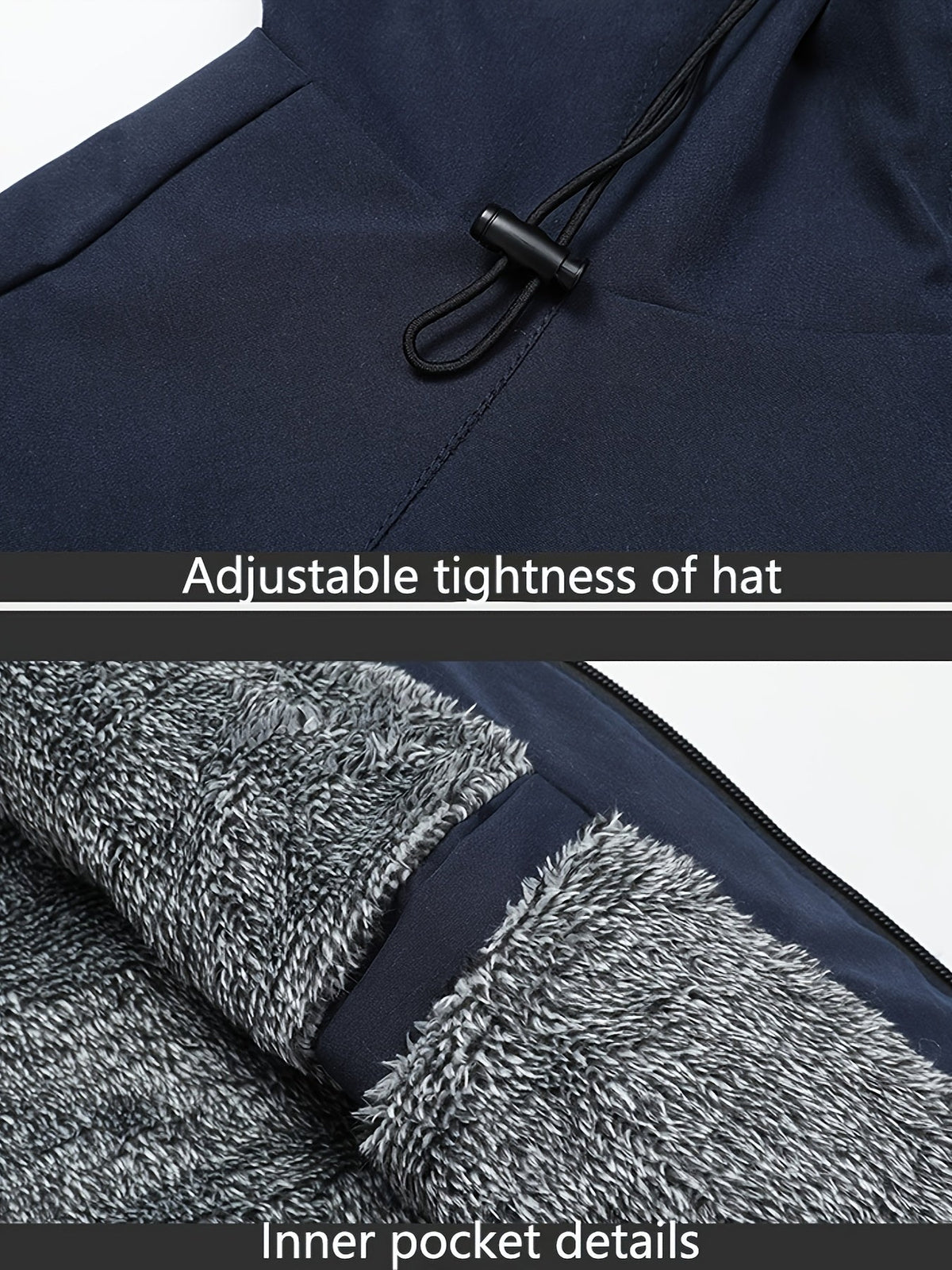 Fleece-Lined Hooded Jacket Black Men's Full-Zip Warm Coat – Casual, Winter Outdoor