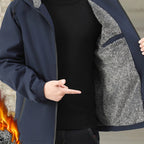 Fleece-Lined Hooded Jacket Black Men's Full-Zip Warm Coat – Casual, Winter Outdoor