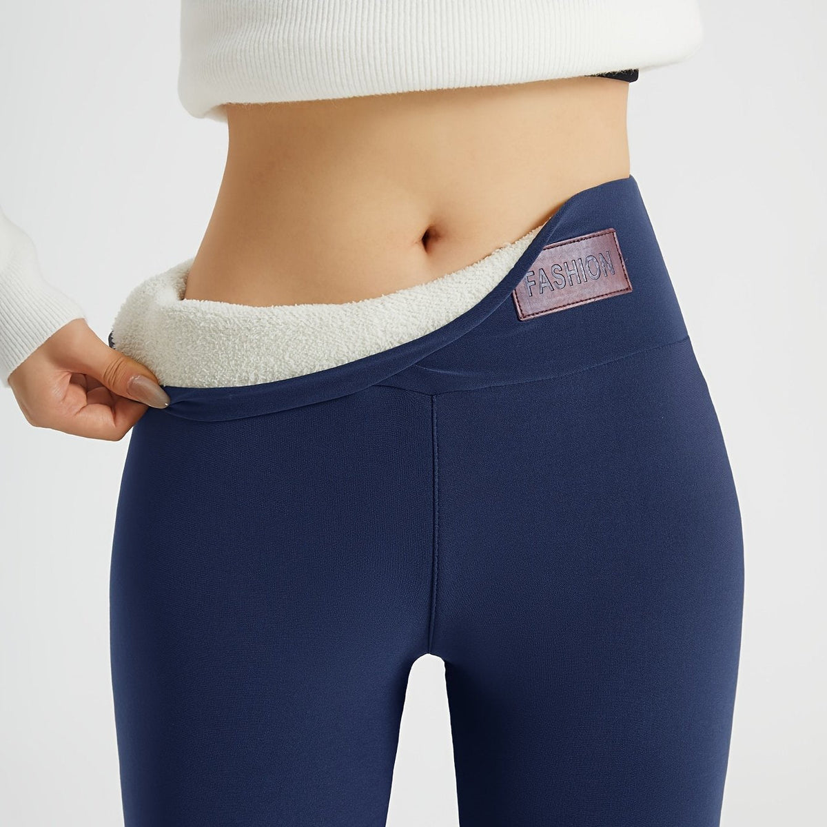 Fleece-Lined Leggings High-Waist Thermal Women's Black – Casual, Winter Warmth · Werune