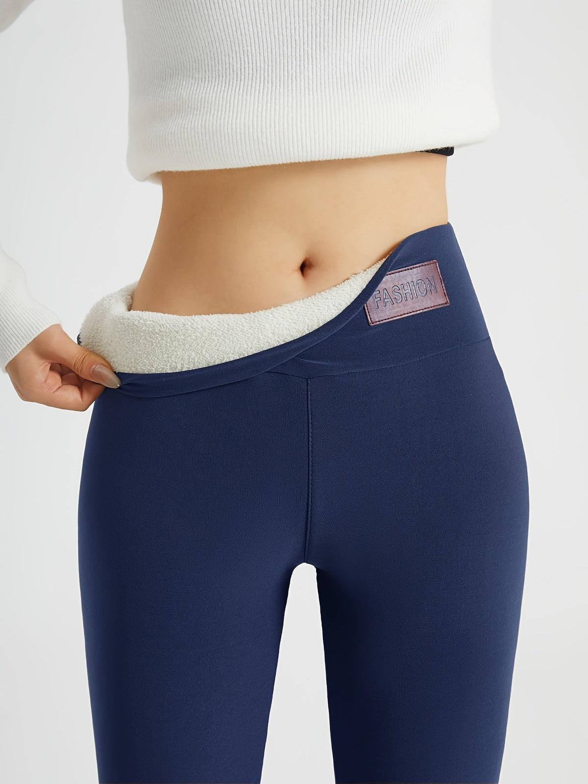 Fleece-Lined Leggings High-Waist Thermal Women's Black – Casual, Winter Warmth · Werune