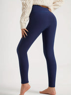 Fleece-Lined Leggings High-Waist Thermal Women's Black – Casual, Winter Warmth · Werune