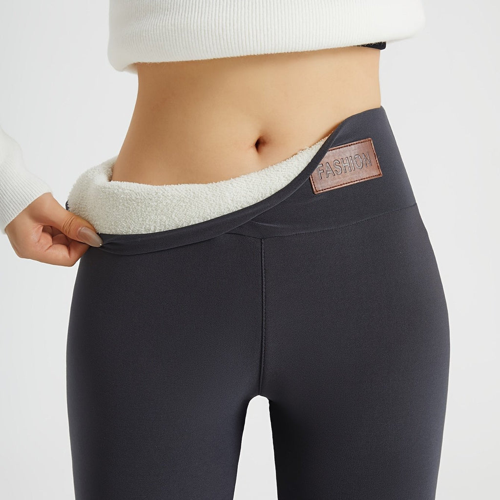 Fleece-Lined Leggings High-Waist Thermal Women's Black – Casual, Winter Warmth · Werune