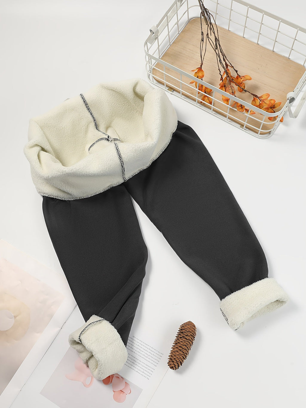 Fleece-Lined Leggings High-Waist Thermal Women's Black – Casual, Winter Warmth · Werune