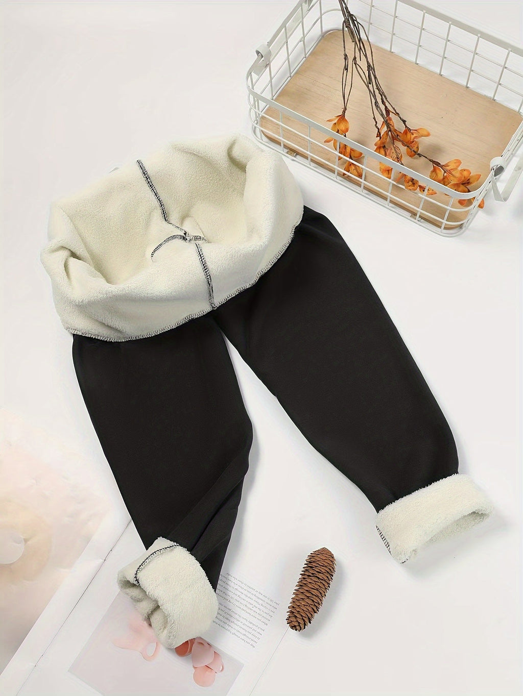 Fleece-Lined Leggings High-Waist Thermal Women's Black – Casual, Winter Warmth · Werune