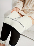 Fleece-Lined Leggings High-Waist Thermal Women's Black – Casual, Winter Warmth · Werune