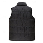 Fleece-Lined Puffer Vest Men's Black Sleeveless Gilet – Casual, Winter Outdoor Warmth