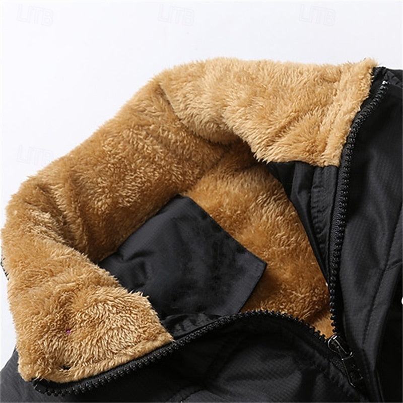 Fleece-Lined Puffer Vest Men's Black Sleeveless Gilet – Casual, Winter Outdoor Warmth