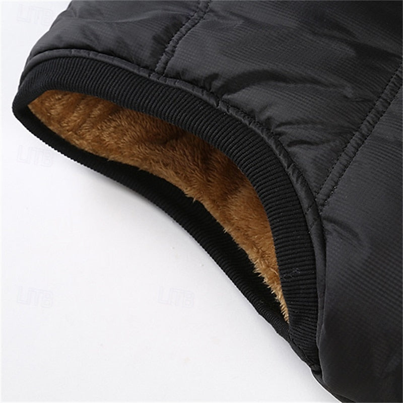 Fleece-Lined Puffer Vest Men's Black Sleeveless Gilet – Casual, Winter Outdoor Warmth