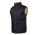 Fleece-Lined Puffer Vest Men's Black Sleeveless Gilet – Casual, Winter Outdoor Warmth