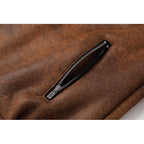 Fleece-Lined Suede Jacket Men's Brown Zip-Up Lapel Winter Coat – Casual, Warm Outdoor Wear