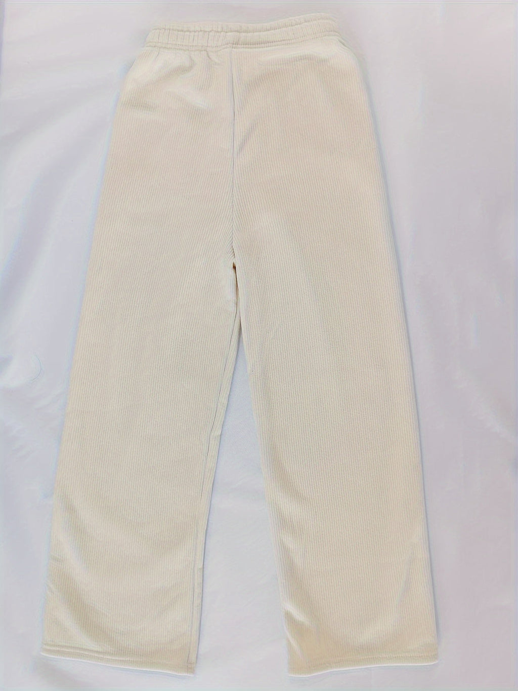 Fleece-Lined Wide-Leg Lounge Pants Brown Women's Corduroy – Casual, Home, Winter Comfort