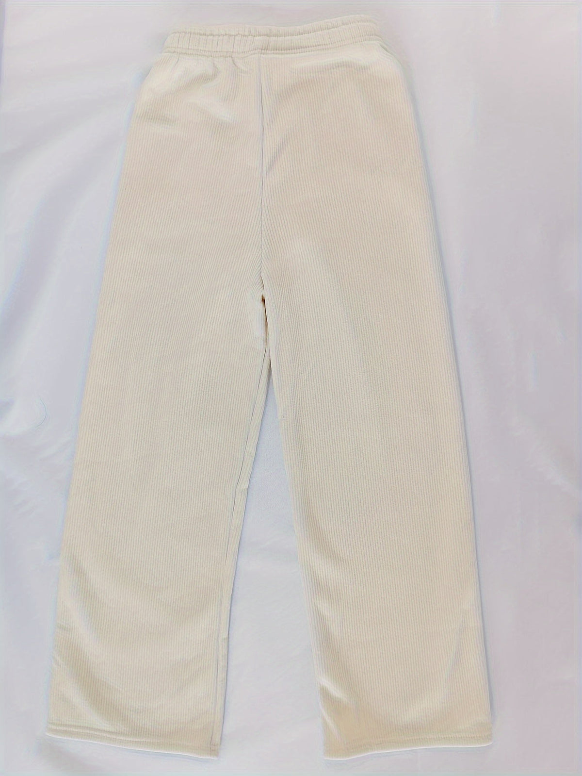 Fleece-Lined Wide-Leg Lounge Pants Brown Women's Corduroy – Casual, Home, Winter Comfort