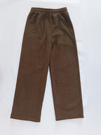 Fleece-Lined Wide-Leg Lounge Pants Brown Women's Corduroy – Casual, Home, Winter Comfort