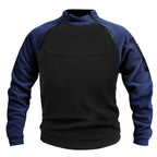 Fleece Pullover Mock Neck Men's Zip Detail Sweatshirt Khaki – Casual, Outdoor, Winter Layering