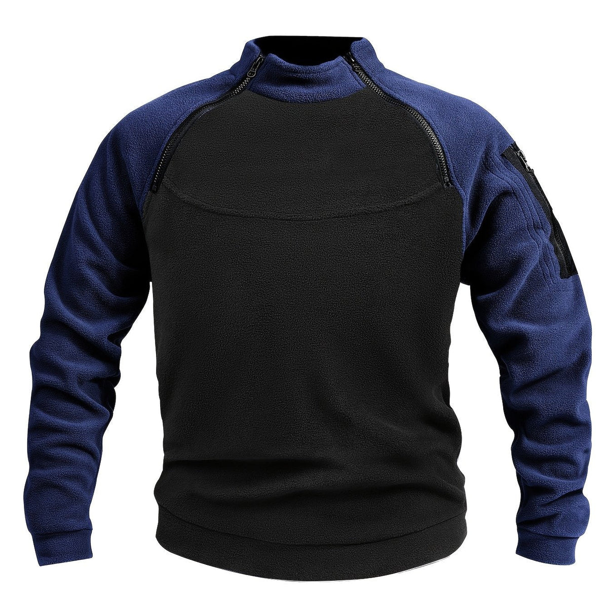 Fleece Pullover Mock Neck Men's Zip Detail Sweatshirt Khaki – Casual, Outdoor, Winter Layering