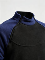 Fleece Pullover Mock Neck Men's Zip Detail Sweatshirt Khaki – Casual, Outdoor, Winter Layering