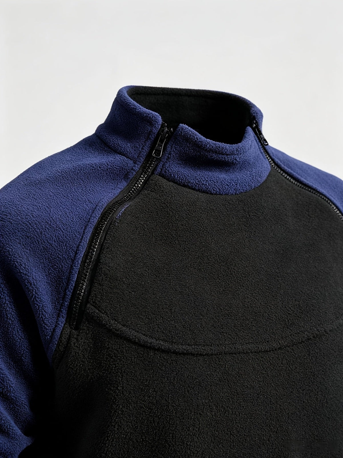 Fleece Pullover Mock Neck Men's Zip Detail Sweatshirt Khaki – Casual, Outdoor, Winter Layering
