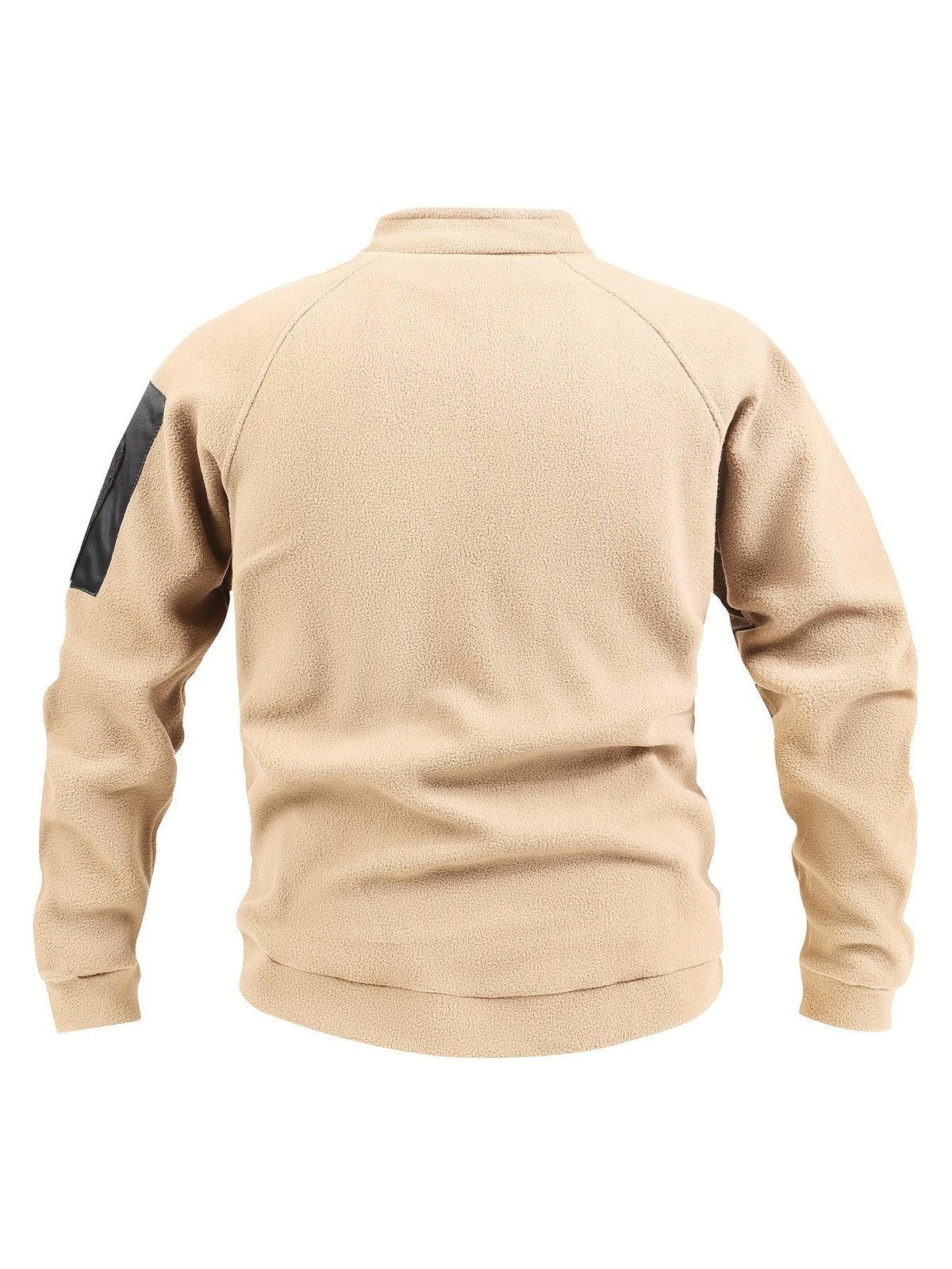 Fleece Pullover Mock Neck Men's Zip Detail Sweatshirt Khaki – Casual, Outdoor, Winter Layering