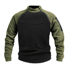 Fleece Pullover Mock Neck Men's Zip Detail Sweatshirt Khaki – Casual, Outdoor, Winter Layering