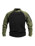 Fleece Pullover Mock Neck Men's Zip Detail Sweatshirt Khaki – Casual, Outdoor, Winter Layering