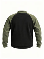 Fleece Pullover Mock Neck Men's Zip Detail Sweatshirt Khaki – Casual, Outdoor, Winter Layering