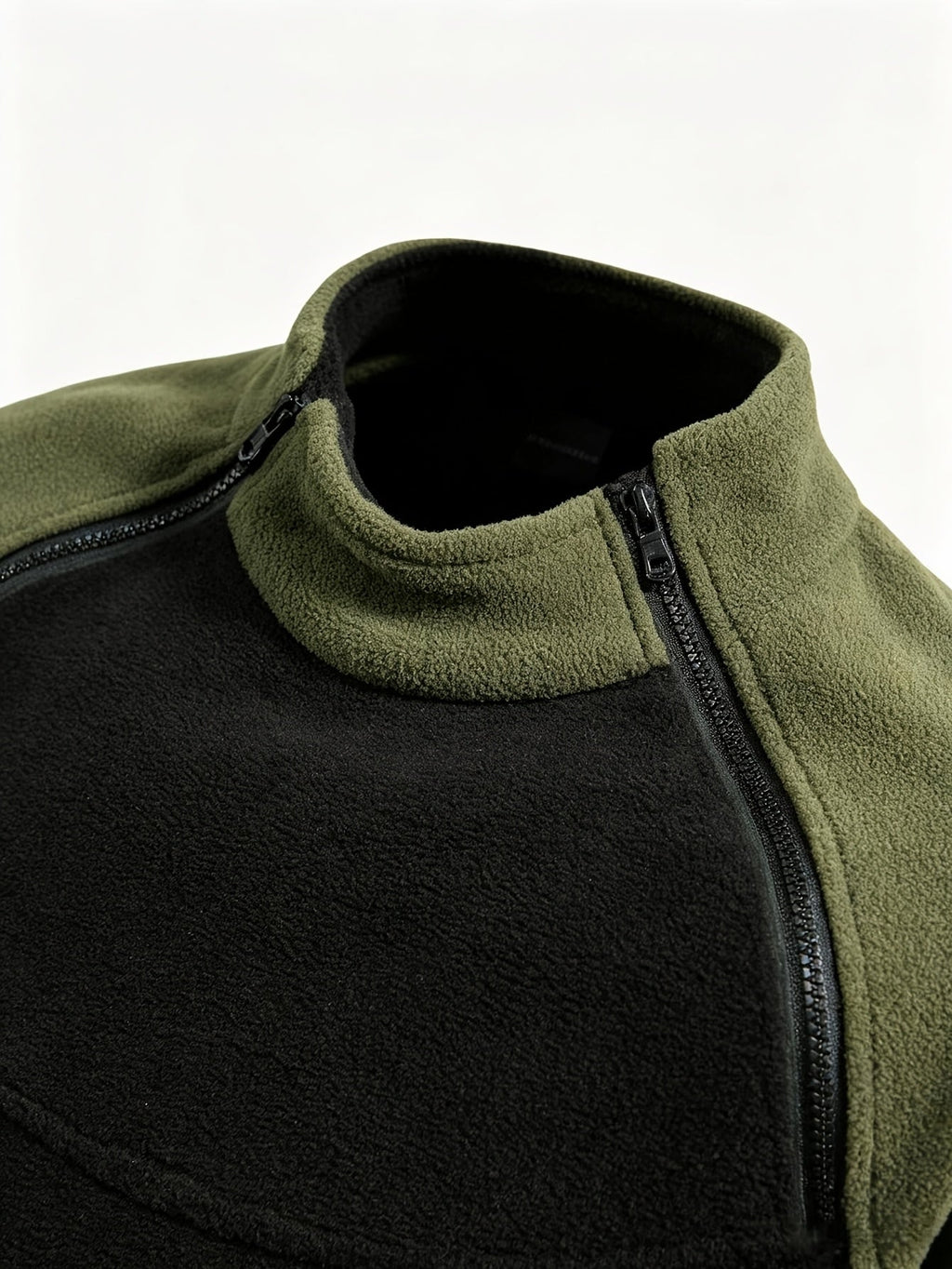 Fleece Pullover Mock Neck Men's Zip Detail Sweatshirt Khaki – Casual, Outdoor, Winter Layering