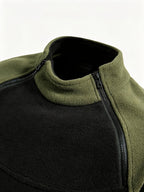 Fleece Pullover Mock Neck Men's Zip Detail Sweatshirt Khaki – Casual, Outdoor, Winter Layering