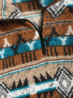 Fleece Pullover Sweatshirt Aztec Print Men's Quarter-Zip – Casual, Winter Warmth