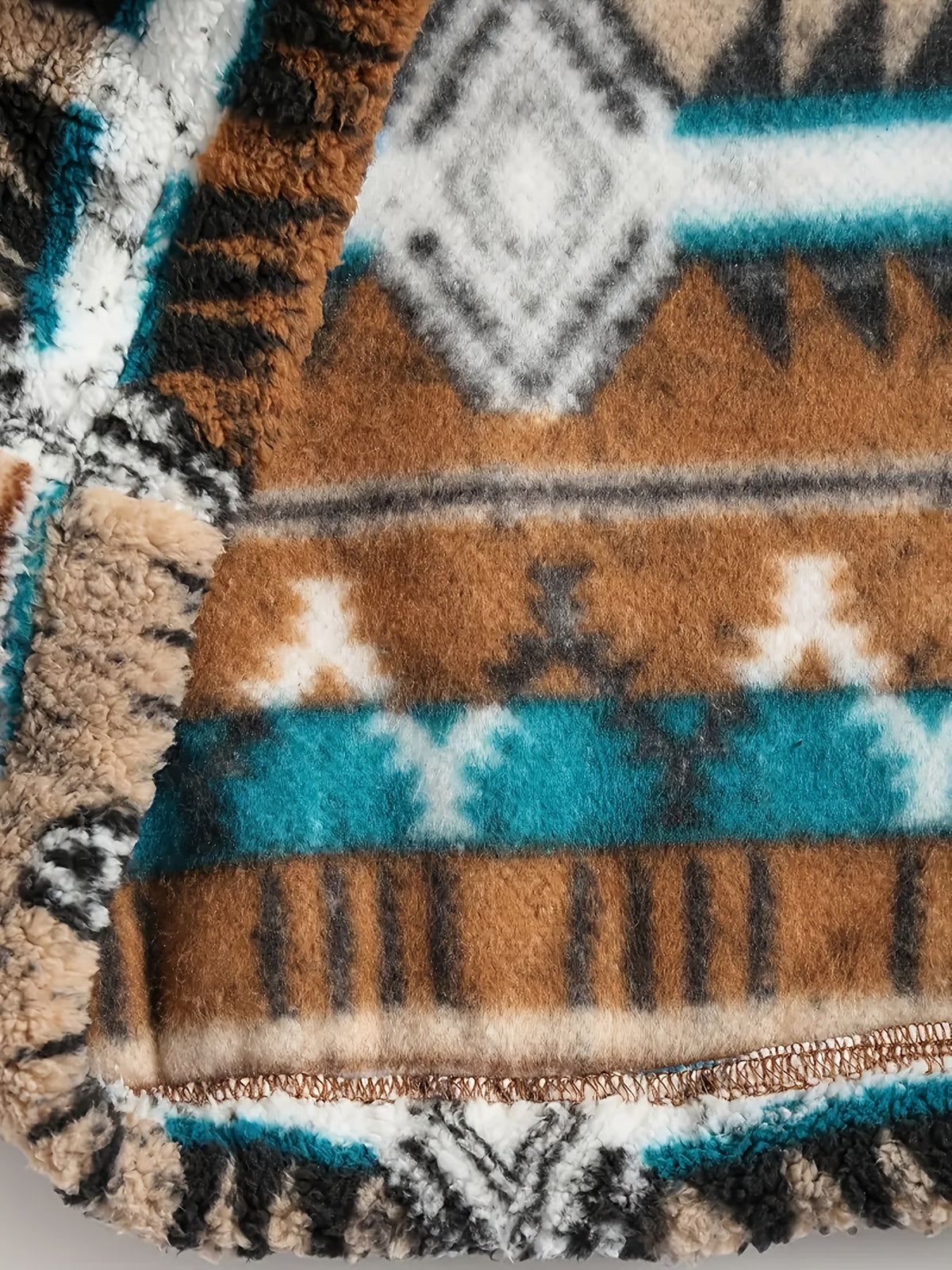 Fleece Pullover Sweatshirt Aztec Print Men's Quarter-Zip – Casual, Winter Warmth