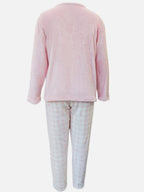 Fleece Pyjama Set Women's Pink Long Sleeve Top & Checked Lounge Trousers – Sleepwear, Home, Cosy, Gift